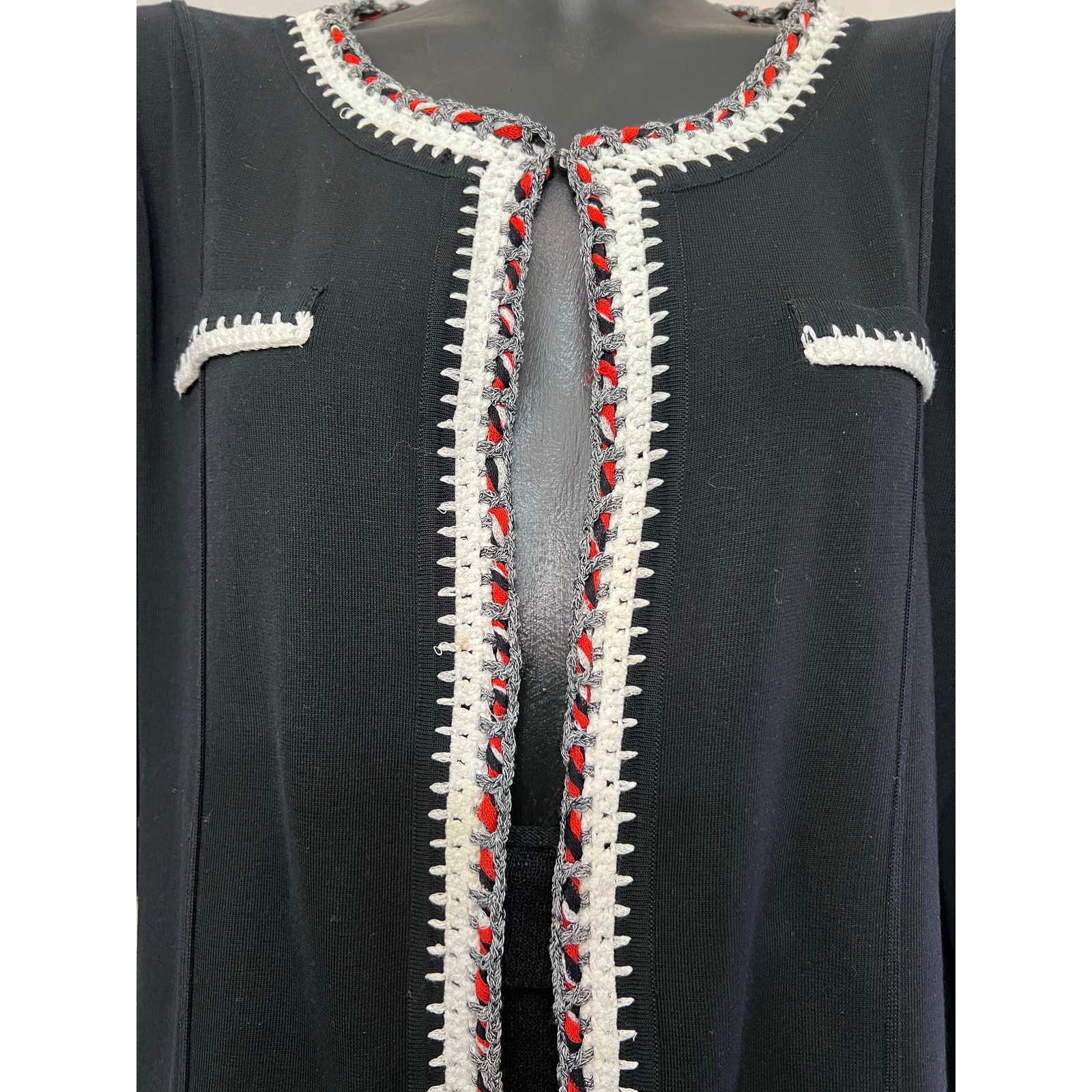 Misook Cardigan Women’s L Colorful Crochet Embellished Careerwear Professional